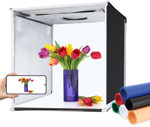 Main image of Portable Light Box, 16"x16" Professional Dimmable Photo Box Photography with High CRI 144 LED Lights, Upgraded Lightbox with 6 Backdrops for Product Photography