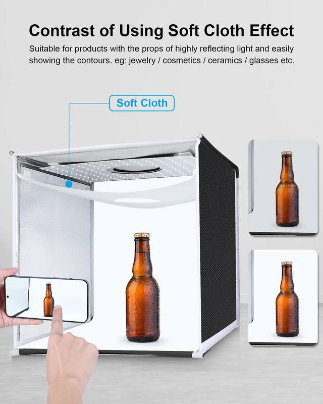Alt view image 5 of 7 - Portable Light Box, 16"x16" Professional Dimmable Photo Box Photography with High CRI 144 LED Lights, Upgraded Lightbox with 6 Backdrops for Product Photography