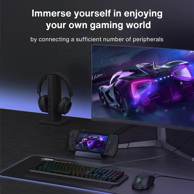 Alt view image 5 of 7 - 4K@144Hz Steam Deck Dock, 8-in-1 Docking Station with 100W Adapter For Legion Go/ROG Ally X/ROG Ally, Valve Stream Deck OLED Hub, HDMI 2.1, 1Gbps Ethernet, 3*USB-A 3.0, 100W USB-C Port