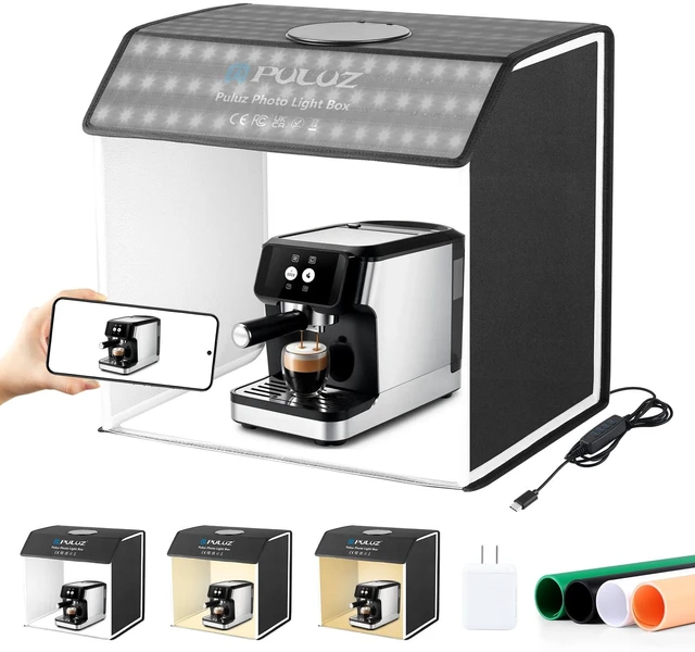 Main image of Portable Light Box Photography, 16"x12"x16" Professional 3200-6500k Dimmable Photo Box with 320 LED Lights & 4 Color PVC Backdrops for Jewelry and Small Item Product Photography