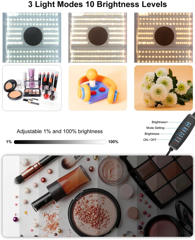 Alt view image 2 of 7 - Portable Light Box Photography, 16"x12"x16" Professional 3200-6500k Dimmable Photo Box with 320 LED Lights & 4 Color PVC Backdrops for Jewelry and Small Item Product Photography