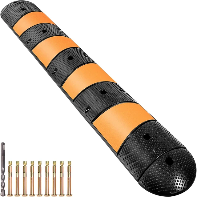 Main image of Rubber Speed Bump, 1 Pack 2 Channel Speed Bump Hump, 72" Long Modular Speed Bump Rated 22000 LBS Loading, 72.8 x 12.2 x 2.2 Garage Speed Bump for Asphalt Concrete Gravel Driveway with 2 End Cap