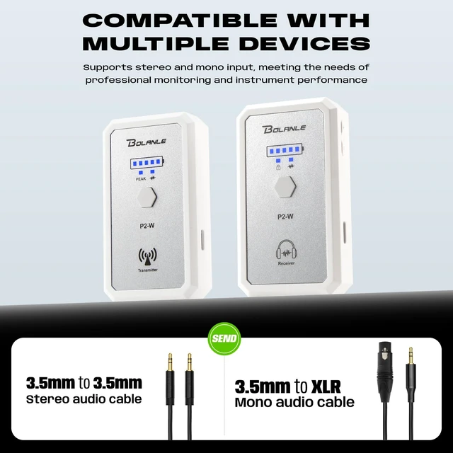 Alt view image 7 of 7 - P2W Wireless in-Ear Monitor System UHF IEM Personal Monitor System