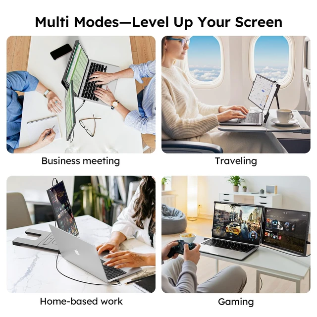 Alt view image 6 of 7 - 14.1" FHD 1200P Laptop Screen Extender Dual Monitor for 14-17" 16:10 Matte IPS Display Fits 14-17" Laptops, USB-C & HDMI, Lightweight Foldable, Plug & Play for Win, Mac, Android, Switch