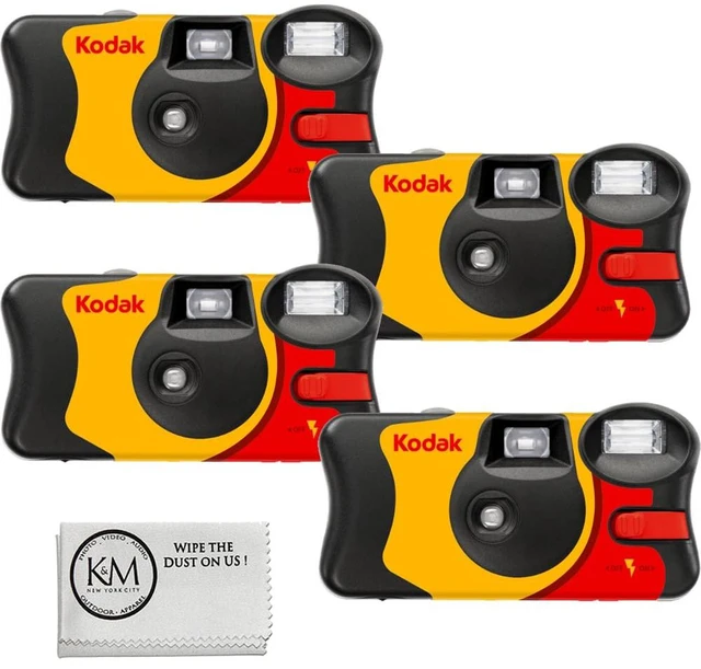 Main image of FunSaver 35mm Single Use Disposable Camera Updated Version with Sliding Flash Switch (27 Exposures) 4 Pack + Microfiber Cleaning Cloth