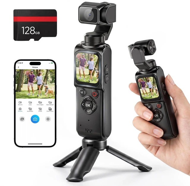 Main image of 4K Vlogging Camera Portable Pocket Camera, 4K/30FPS with 75MP Photo, 330° Rotating Lens & Face Tracking, 1.7'' Touch Screen, Wi-Fi, 18x Digital Zoom, for YouTube TikTok, Includes 128GB Card&Tripod