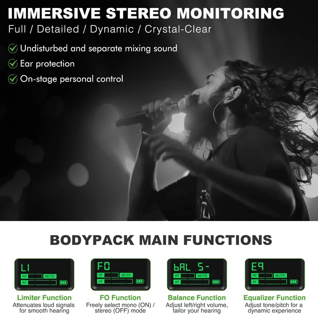 Alt view image 4 of 4 - PTM-10 Stereo Wireless in Ear Monitor System Bodypack Receiver, Performance with 89 Adjustable Frequencies