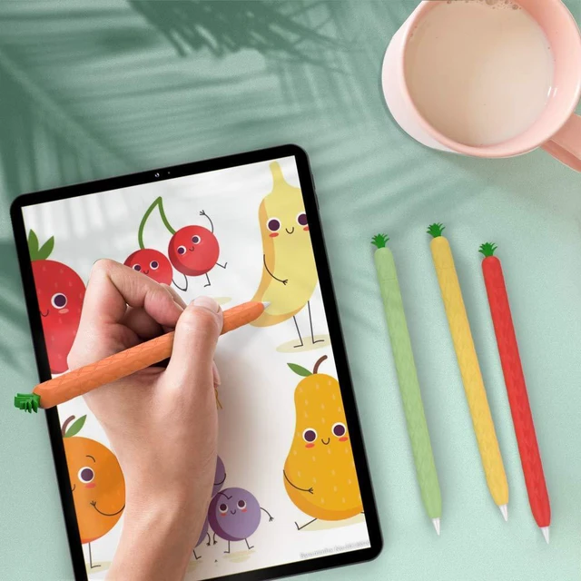 Alt view image 2 of 6 - Cute Case Sleeve for Apple Pencil Pro & Apple Pencil 2nd Gen | Silicone Soft Protective Cover Fruit Design Compatible with Apple Pencil 2nd Generation and Apple Pencil Pro 2024 (Yellow)