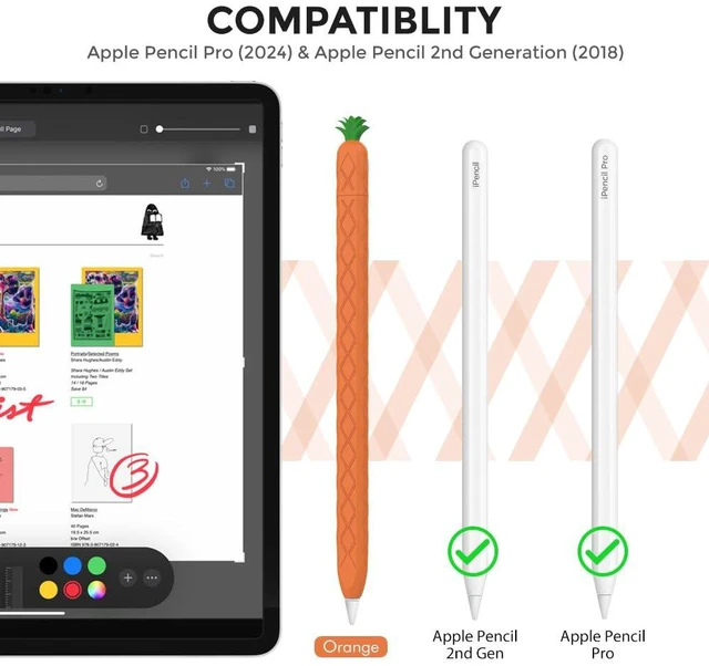 Alt view image 3 of 6 - Cute Case Sleeve for Apple Pencil Pro & Apple Pencil 2nd Gen | Silicone Soft Protective Cover Fruit Design Compatible with Apple Pencil 2nd Generation and Apple Pencil Pro 2024 (Yellow)