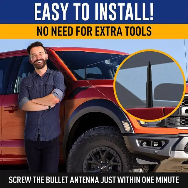 Alt view image 4 of 5 - Antenn for Ford F150 (2009-2025, 2026) - Highly Durable Premium Truck Antenna 4.25 Inch - Car Wash-Proof Radio Antenn for FM AM - Black, 30 Caliber Design - Ford F150 Accessories