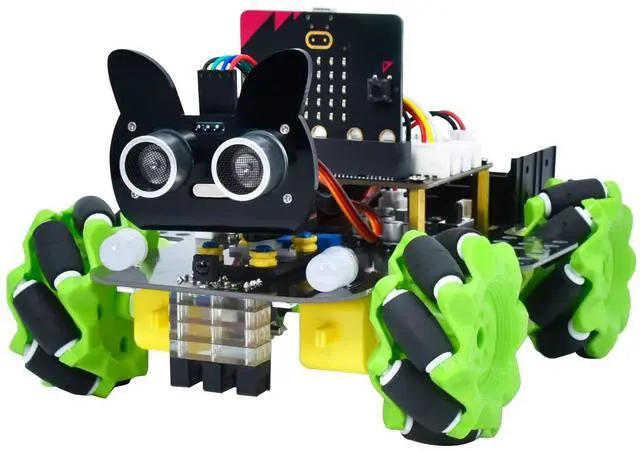 Main image of 4WD Smart Car Coding Robot Kit with Microbit V2 for Makecode and Python, DIY Building Robot Kit for STEM Education 15+, IR Remote/APP Control