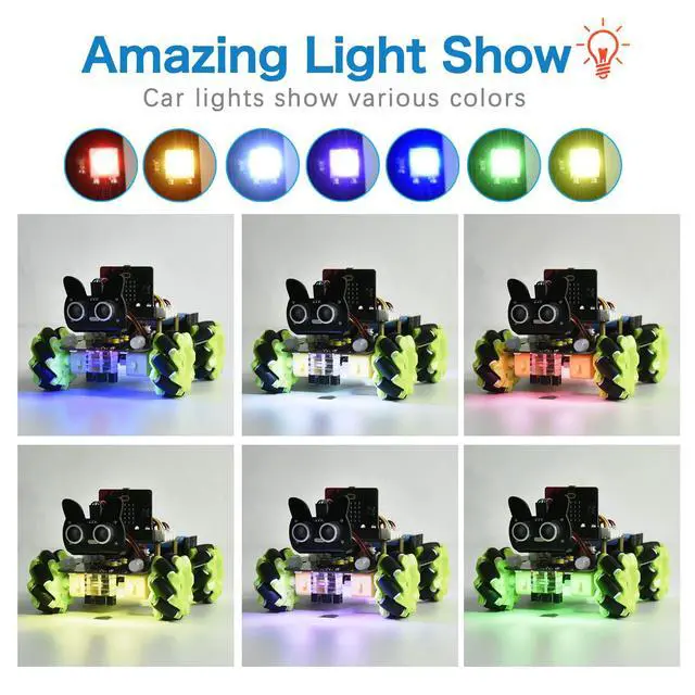 Alt view image 5 of 6 - 4WD Smart Car Coding Robot Kit with Microbit V2 for Makecode and Python, DIY Building Robot Kit for STEM Education 15+, IR Remote/APP Control