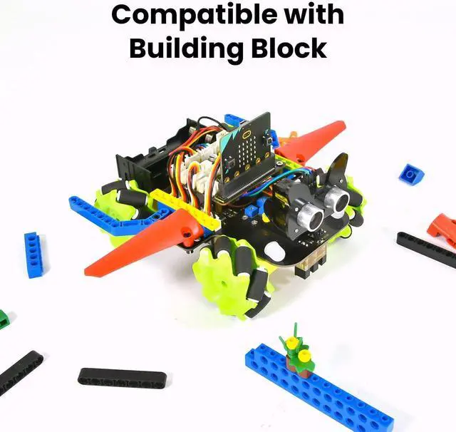 Alt view image 6 of 6 - 4WD Smart Car Coding Robot Kit with Microbit V2 for Makecode and Python, DIY Building Robot Kit for STEM Education 15+, IR Remote/APP Control