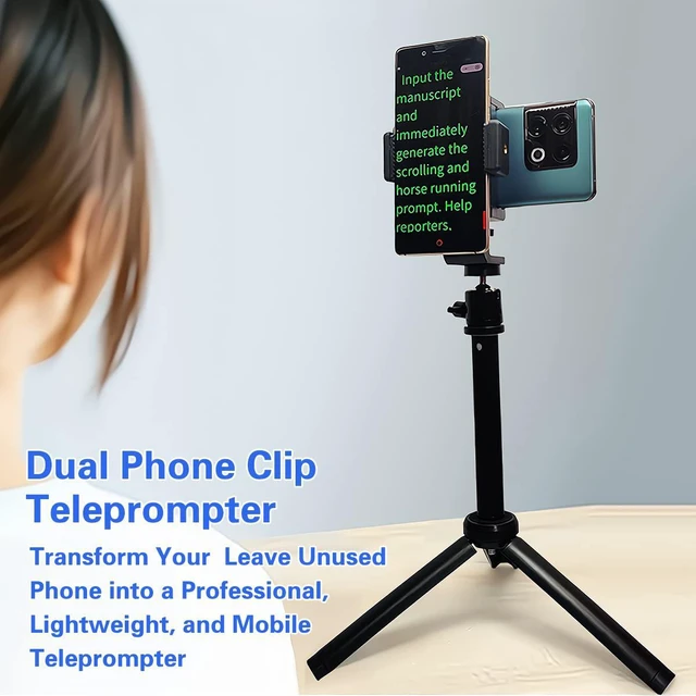 Alt view image 2 of 6 - Teleprompter iPhone & Android, Double Phone Holder for Video Recording, Neewer Teleprompter Kit, The Collapsing Design Allows for Easy Storage and Transport 20" Desk Version Strengthened