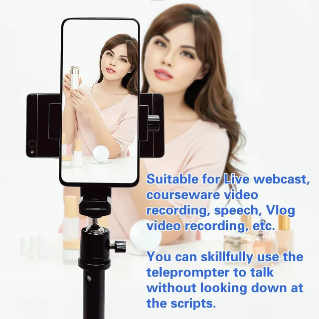 Alt view image 3 of 6 - Teleprompter iPhone & Android, Double Phone Holder for Video Recording, Neewer Teleprompter Kit, The Collapsing Design Allows for Easy Storage and Transport 20" Desk Version Strengthened