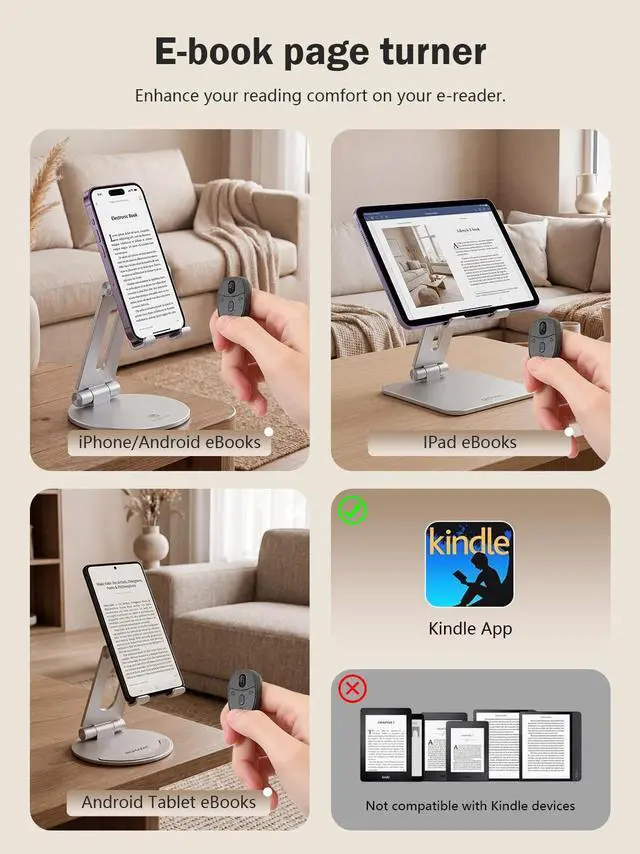 Alt view image 3 of 6 - TikTok Scrolling Ring for iphone, Bluetooth Page Turner for iPad iOS Android Tablet, Fingertip Wireless Scroller Page Turner for, TikTok, YouTube, Instagram, Android Phone, Camera Remote Control