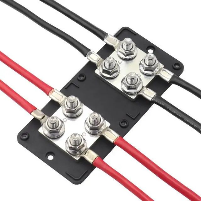 Alt view image 5 of 6 - 400A Power Distribution BusBar Block with 8 x 3/8" (M10) Studs | Heavy Duty Car Solar Battery System Wiring - Positive&Negative 12V -48VDC