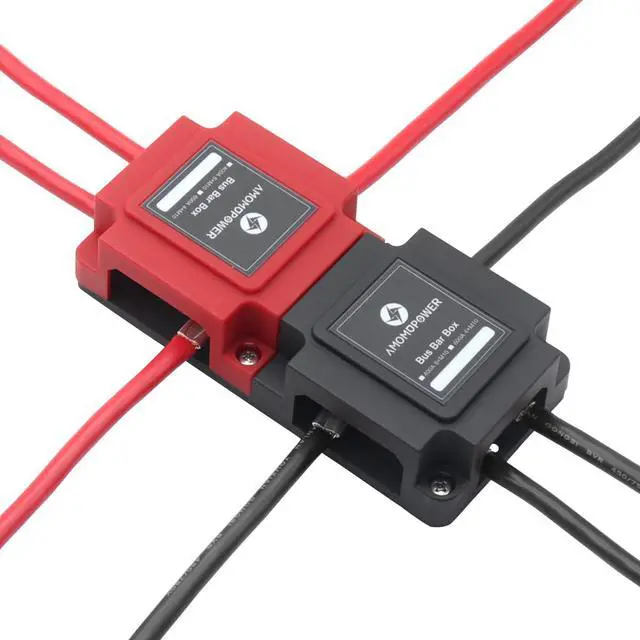 Alt view image 6 of 6 - 400A Power Distribution BusBar Block with 8 x 3/8" (M10) Studs | Heavy Duty Car Solar Battery System Wiring - Positive&Negative 12V -48VDC