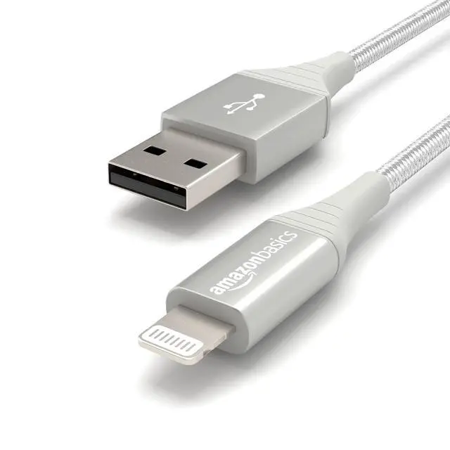 Alt view image 3 of 6 - USB-A to Lightning Cable, MFi Certified Charger for Apple iPhone iPad, Nylon Braided Cord, 10,000 Bend Lifespan, High Speed Transfer, 6 Foot, Silver