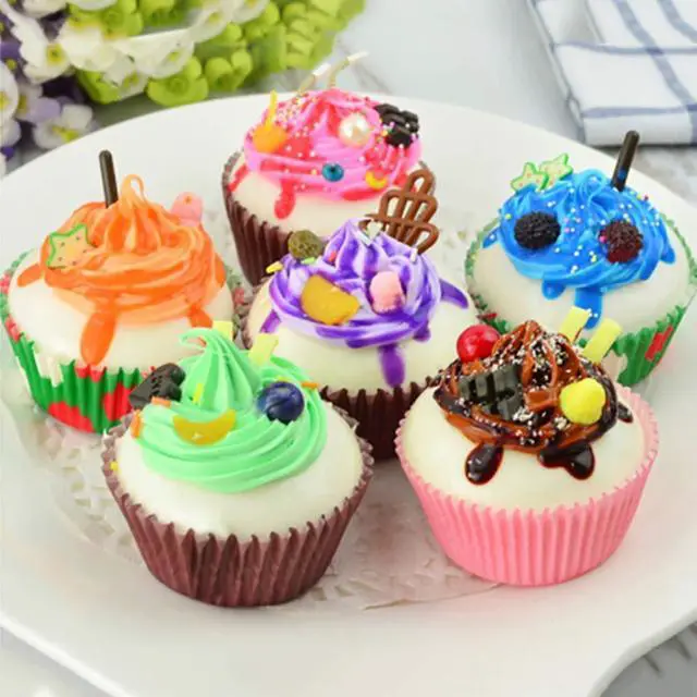 Main image of 6Color Realistic Artificial Fake Cake Cupcake Model Home Staging Equipment Crafts Photography Props Home Decoration