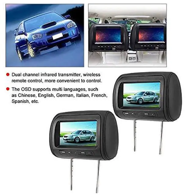 Alt view image 3 of 6 - 2pcs Headrest Monitor 7 Inch-Headrest Player - Dual Portable Player Car Headrest Video Players 7 in HD LCD Digital Screen Car Player
