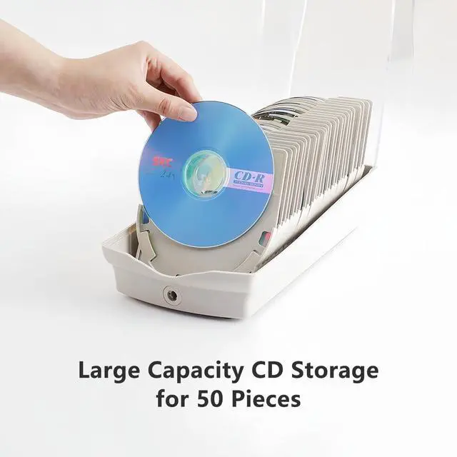 Alt view image 2 of 6 - CD/BD/DVD Storage Box with Moisture Protection, Lockable - Holds 50 CDs, Great for Home and Office Use - 9.6'' x 5.5'' x 5.2,Grey