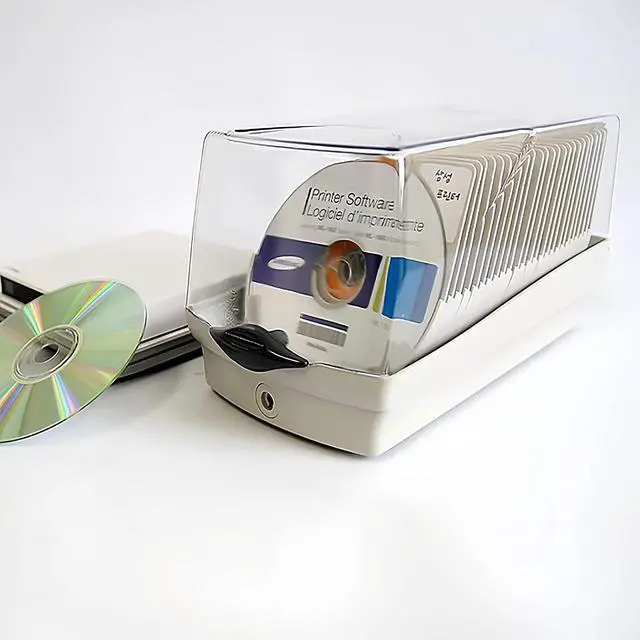 Alt view image 3 of 6 - CD/BD/DVD Storage Box with Moisture Protection, Lockable - Holds 50 CDs, Great for Home and Office Use - 9.6'' x 5.5'' x 5.2,Grey