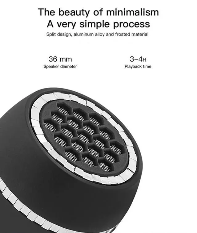 Alt view image 5 of 6 - Portable Speaker, Crystal 3W 27mm 8 Mini Wireless Speaker with 3.5mm Aux Audio Jack Plug in Clear Bass Micro USB Port Audio Dock for Smart Phone, for Pad, Computer (Black)