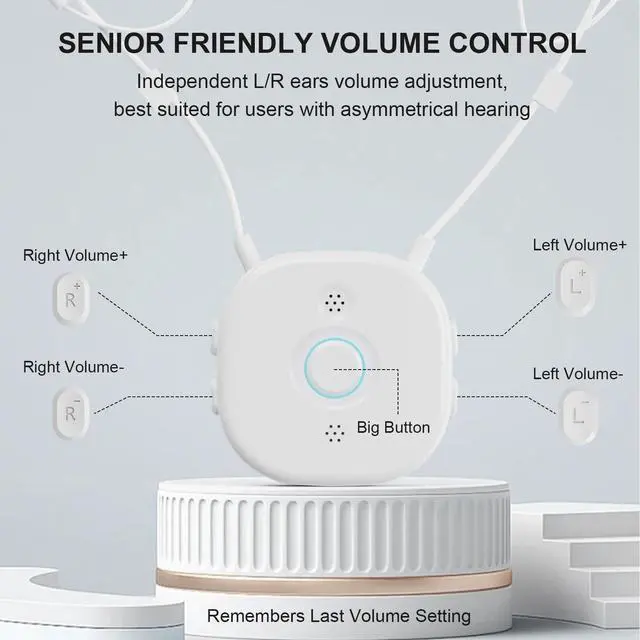 Alt view image 2 of 6 - Wireless TV Headphones for Seniors & Hearing Impaired, Semi-in-Ear TV with Independent L/R Volume Adjustment, Large Buttons, Lightweight, Support USB/Optical/RCA/3.5mm Connections for Most TVs