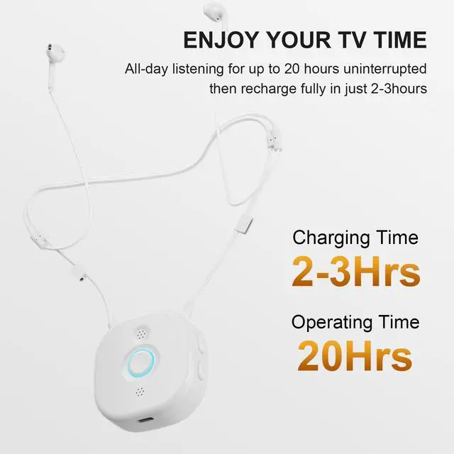 Alt view image 3 of 6 - Wireless TV Headphones for Seniors & Hearing Impaired, Semi-in-Ear TV with Independent L/R Volume Adjustment, Large Buttons, Lightweight, Support USB/Optical/RCA/3.5mm Connections for Most TVs