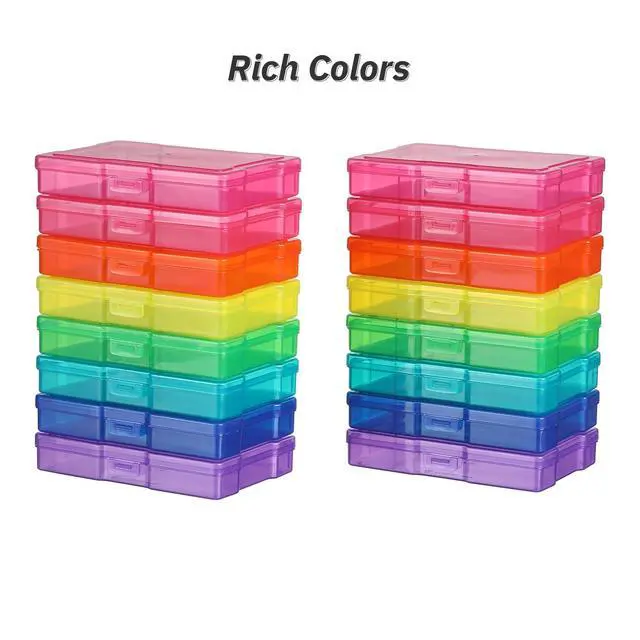 Alt view image 3 of 6 - PCA Photo Storage Box 4" x 6" Cases With Handle - 16 Inner Keeper, Large Organizer, Plastic Craft Case for Stickers, Stamps, Jigsaw, Vegetable Seeds