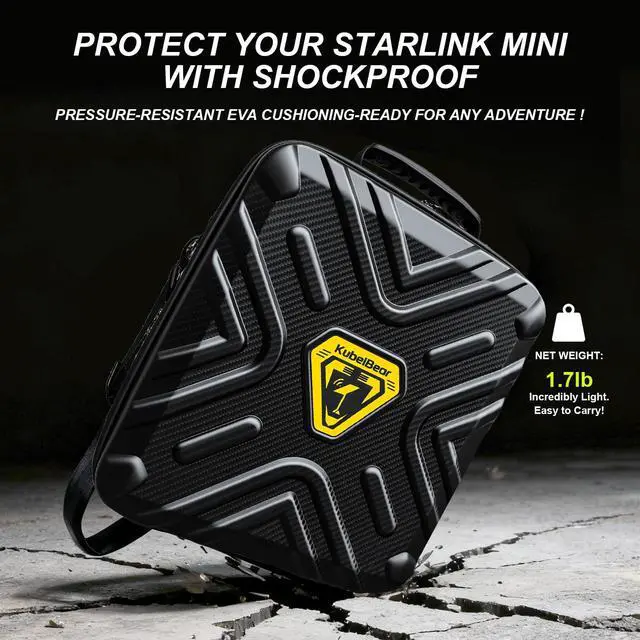 Alt view image 5 of 6 - Starlink Mini Carry Case - Protective Waterproof Storage Bag Pouch for SpaceX Starlink Mini Dish, Travel-Friendly Design with Handle, Perfect for RV, Van, Camping & Outdoor Use (Black PU)