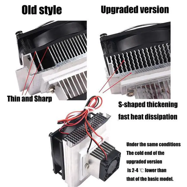 Alt view image 2 of 6 - Mini Air Conditioner DC 12V DIY Thermoelectric Peltier Refrigeration Cooling System Heat Sink + 12V 78W Switch Power Supply Driver + Thermometer with Probe