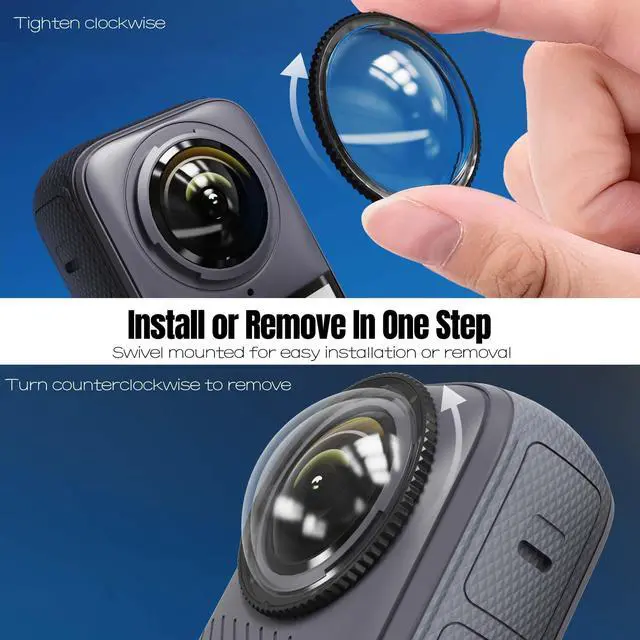 Alt view image 2 of 6 - Premium lens guards Compatible with Insta360 X4 lens guards set, 10H Hardness Tempered Glass HD/No bubbles/Anti-Scratch/Drop Resistant, Auto Recognition Magnetic Twist Lock Camera Accessories