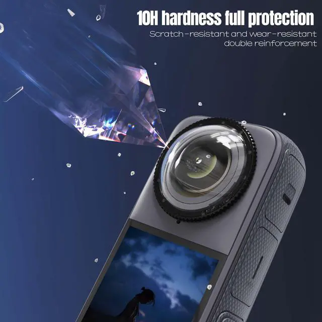 Alt view image 3 of 6 - Premium lens guards Compatible with Insta360 X4 lens guards set, 10H Hardness Tempered Glass HD/No bubbles/Anti-Scratch/Drop Resistant, Auto Recognition Magnetic Twist Lock Camera Accessories