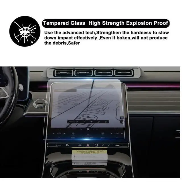Alt view image 2 of 6 - Screen Protector for Mercedes EQE EQS 12.8" (2023-2025), Tempered Glass | 9H Tempered Glass, HD Clear, Anti-Scratch, Anti-Glare, Bubble-Free Protection for MBUX Touchscreen Display