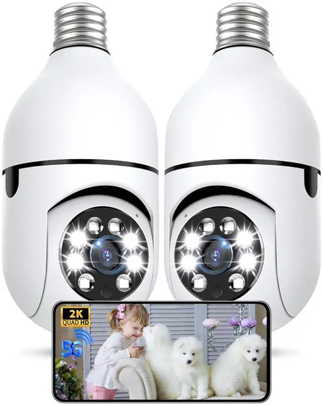 Main image of Light Bulb Security Camera Outdoor, 2K 5GHz & 2.4GHz WiFi Bulb Cameras for Home Security, 360° PTZ Wireless Cam with AI Human Detection, Color Night Vision, 2-Way Talk, Screw-in Light Socket