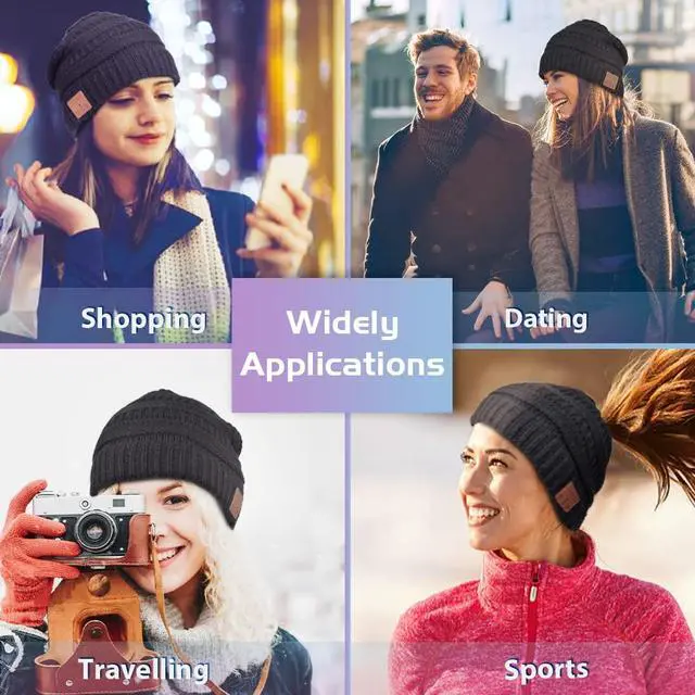 Alt view image 6 of 6 - Bluetooth Beanie for Women Stocking Stuffers Gifts Ponytail Hat Christmas | Gifts for Women Ponytail Beanie Bluetooth Headphones Winter Hat for Wife Mom Her Teen Girls Birthday Gift for Men Husband