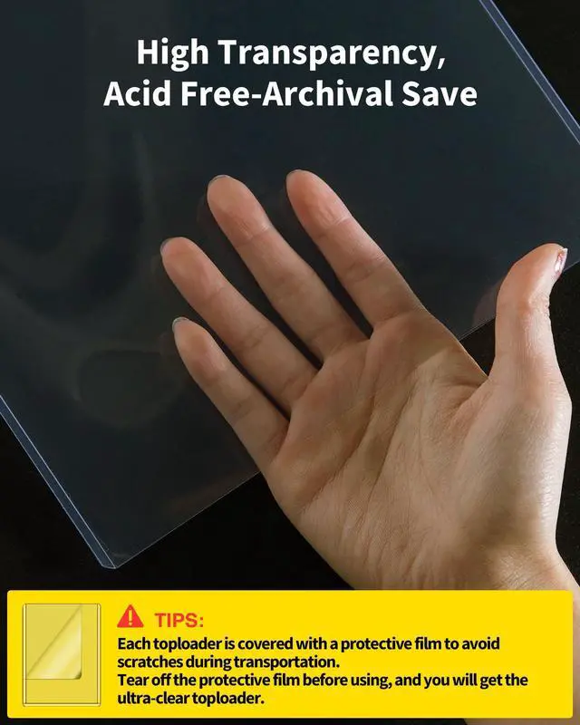 Alt view image 2 of 6 - 11x14 Toploader 10 Pack, 15 Mil Rigid PVC Hard Plastic Sleeves | Sheet Protectors with Protective Film for Art Prints, Photos, Posters, Comics, Magazines, Documents, Autographs & Memorabilia