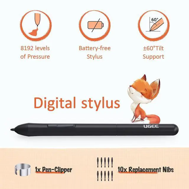Alt view image 2 of 6 - S640 Graphics Drawing Tablet, Digital Draw Art Pad with Pen Battery-Free Stylus Tilt Function 8192 Levels Pressure Sensitivity 10 Express Keys for Mac, Windows PC and Android