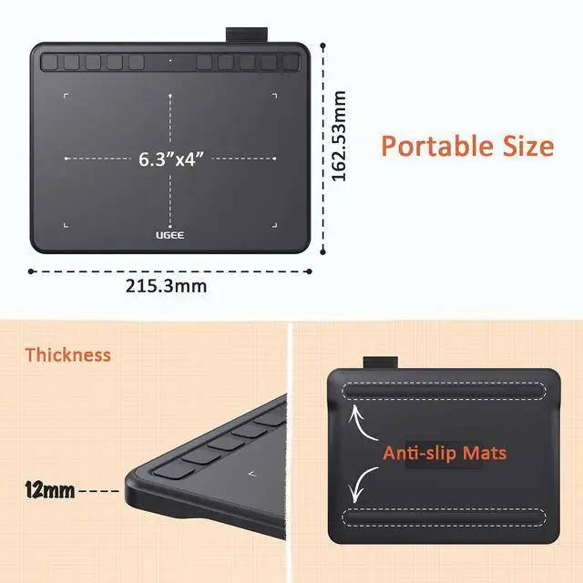 Alt view image 5 of 6 - S640 Graphics Drawing Tablet, Digital Draw Art Pad with Pen Battery-Free Stylus Tilt Function 8192 Levels Pressure Sensitivity 10 Express Keys for Mac, Windows PC and Android