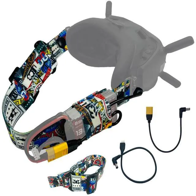 Main image of Head Strap and Power Cable XT60 for DJI FPV Goggles V2 Lipo Battery | Accessories for FPV Goggles V2 Comb, Head Strap and Short Power Line, Power Cable XT60 Male Plug (NOT for Avata Goggles 2)