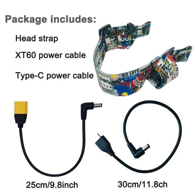 Alt view image 3 of 6 - Head Strap and Power Cable XT60 for DJI FPV Goggles V2 Lipo Battery | Accessories for FPV Goggles V2 Comb, Head Strap and Short Power Line, Power Cable XT60 Male Plug (NOT for Avata Goggles 2)