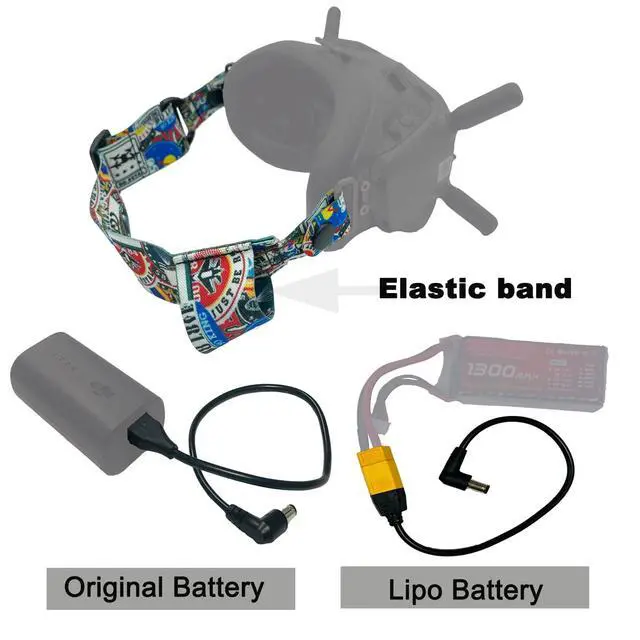 Alt view image 4 of 6 - Head Strap and Power Cable XT60 for DJI FPV Goggles V2 Lipo Battery | Accessories for FPV Goggles V2 Comb, Head Strap and Short Power Line, Power Cable XT60 Male Plug (NOT for Avata Goggles 2)