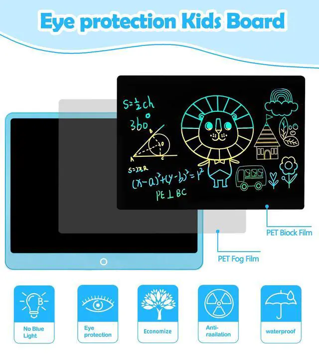 Alt view image 2 of 6 - LCD Writing Tablet Doodle Board, 16inch Colorful Drawing Tablet Writing Pad, Kids Travel Essentials, Toddler Toys for 3 4 5 6 7 8 Year Old Girls Boys- Christmas and Birthday Gifts