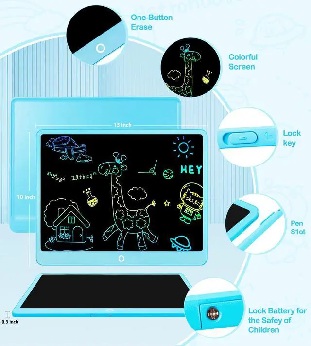 Alt view image 3 of 6 - LCD Writing Tablet Doodle Board, 16inch Colorful Drawing Tablet Writing Pad, Kids Travel Essentials, Toddler Toys for 3 4 5 6 7 8 Year Old Girls Boys- Christmas and Birthday Gifts