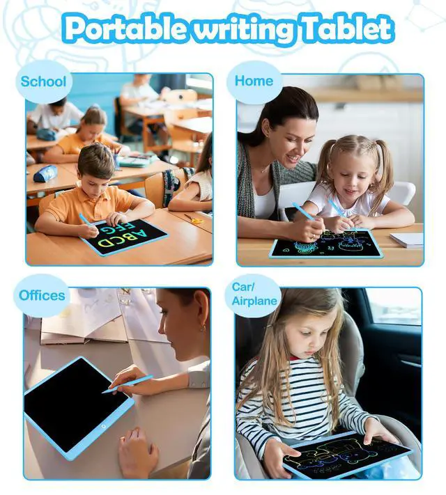 Alt view image 5 of 6 - LCD Writing Tablet Doodle Board, 16inch Colorful Drawing Tablet Writing Pad, Kids Travel Essentials, Toddler Toys for 3 4 5 6 7 8 Year Old Girls Boys- Christmas and Birthday Gifts