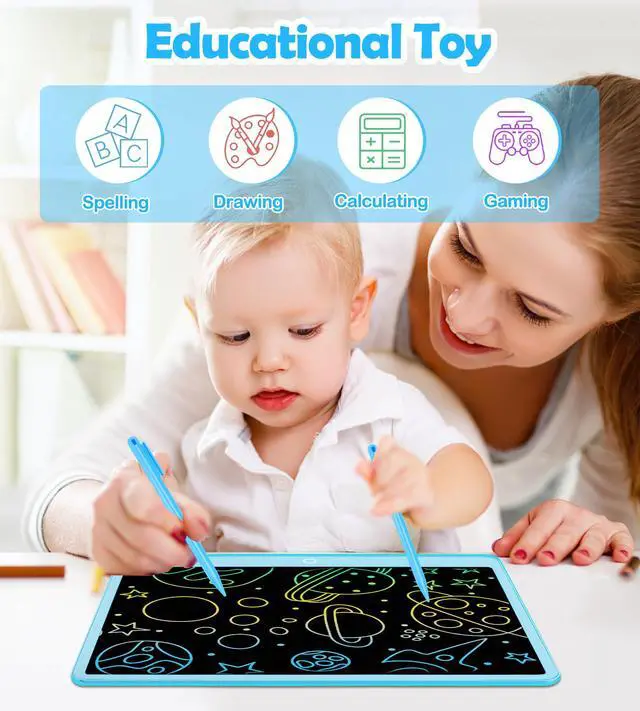 Alt view image 6 of 6 - LCD Writing Tablet Doodle Board, 16inch Colorful Drawing Tablet Writing Pad, Kids Travel Essentials, Toddler Toys for 3 4 5 6 7 8 Year Old Girls Boys- Christmas and Birthday Gifts