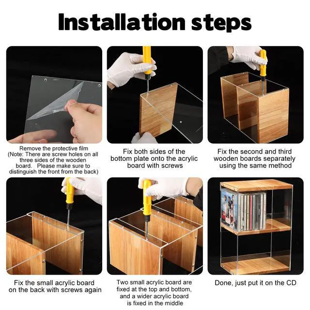 Alt view image 3 of 6 - CD Holder Desk Rack Organizer, Wooden CD Holder Stand, CD Storage Rack, Game Disc Display CD Organizer Desk Stand Protection Storage Cube, Fit for Theatre Room Collectibles Holds 40 CD Case