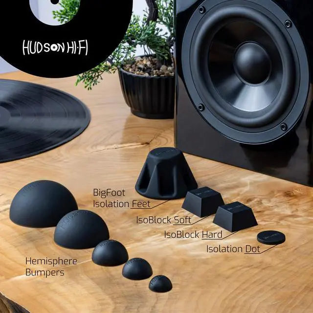 Alt view image 6 of 6 - Speaker Isolation Feet (4-Pack, 2.5") Adhesive Silicone Anti-Vibration Pads for Speakers, Turntables, Subwoofers & Amplifiers, Supports 50-100 lbs Per Pad